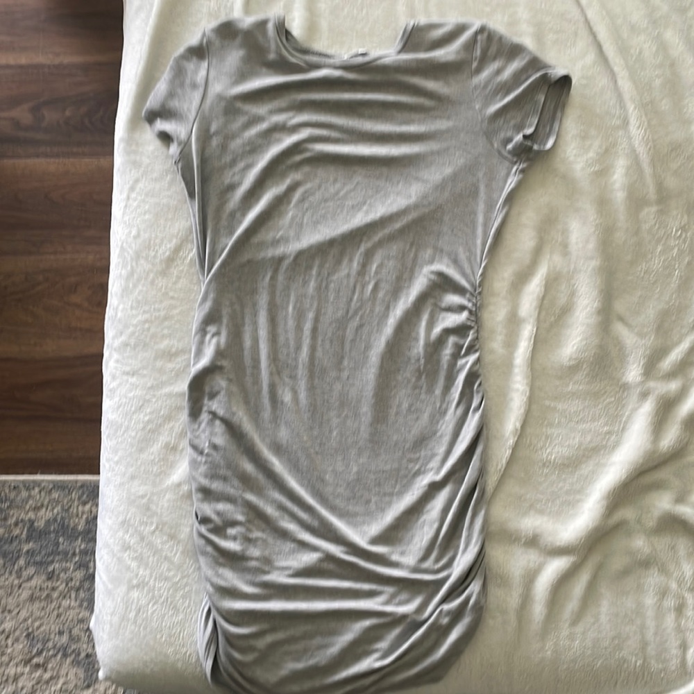 Gray ruched body con dress